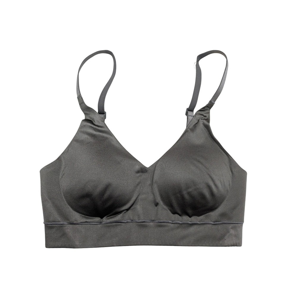 True & Co Adjustable Strap V-Neck Bra Wireless Size Small Gray NWT‎ $58